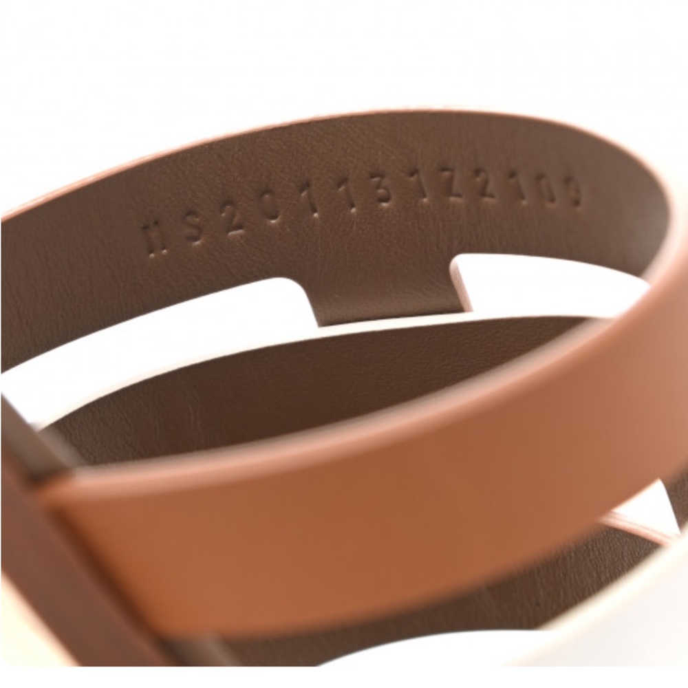 Hermès Gold(Brown) and White Amore Sandals with Signature H Straps - Picture 7 of 8